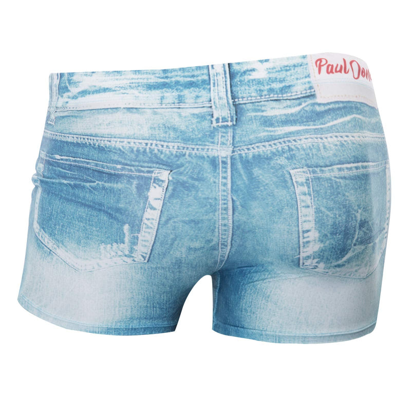 PJ PAUL JONES Men's Swim Trunks Denim Print Beach Swimwear Swimsuit Bikini Briefs XX-Large Light Blue - BeesActive Australia