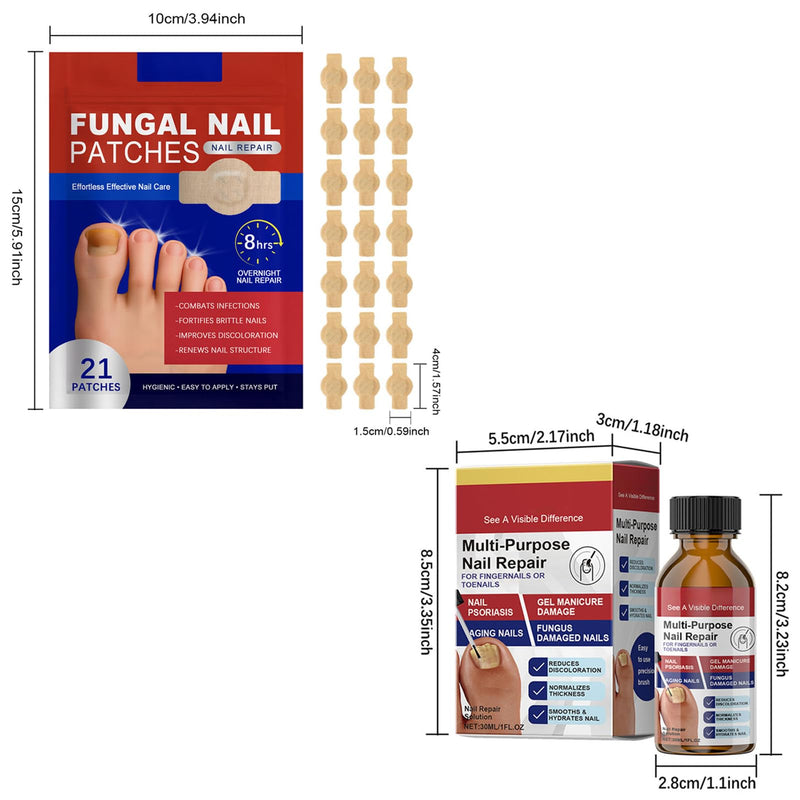 Toenail Fungus Patches 21 Pcs + Liquid Solution 1 Fl Oz 8-Hour Overnight Repair safely and gently Treatment Toenail,Fast Acting Hydrogel Nail Care-Strengthens & Improves Discoloration and Thickness Red - BeesActive Australia