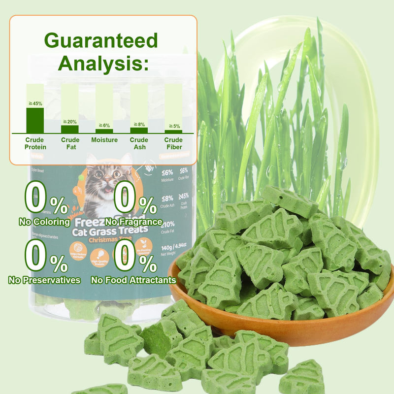 90g Cat Grass for Indoor Cats, Cat Grass Treats, Natural Freeze Dried Kitty Treats, Hairball Treatment for Cats, Edible Kitty Chew Toy Snack for Teething Hairball Removal 3.17 Ounce (Pack of 1)