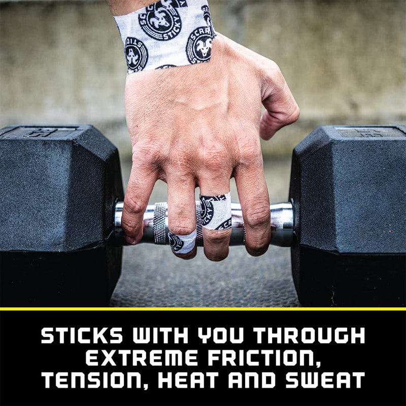 Scary Sticky Premium Athletic Tape, Ultra-Sticky Thumb, Finger & Wrist Tape for Weightlifting, Hook Grip & Cross Workout, Cotton, Latex-Free, 10 Yards, Black/Yellow, 2 Rolls Black & Yellow Pack of 2 - BeesActive Australia