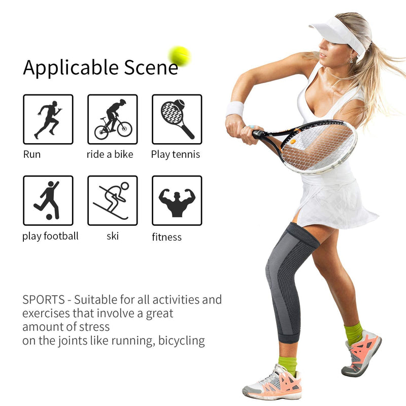 Full Leg Sleeves Long Compression Leg Sleeve Knee Sleeves Protect Leg, for Man Women Basketball, Arthritis Cycling Sport 2X-Large (1 Pair) 01_Black - BeesActive Australia