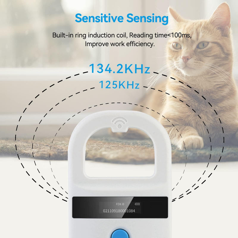 HERCHR Pet ID reader, pet ID pet scanner for animal tracking with OLED display, rechargeable chip reader pet chip from FDX-B (ISO11784/11785) and EMID microchips - BeesActive Australia