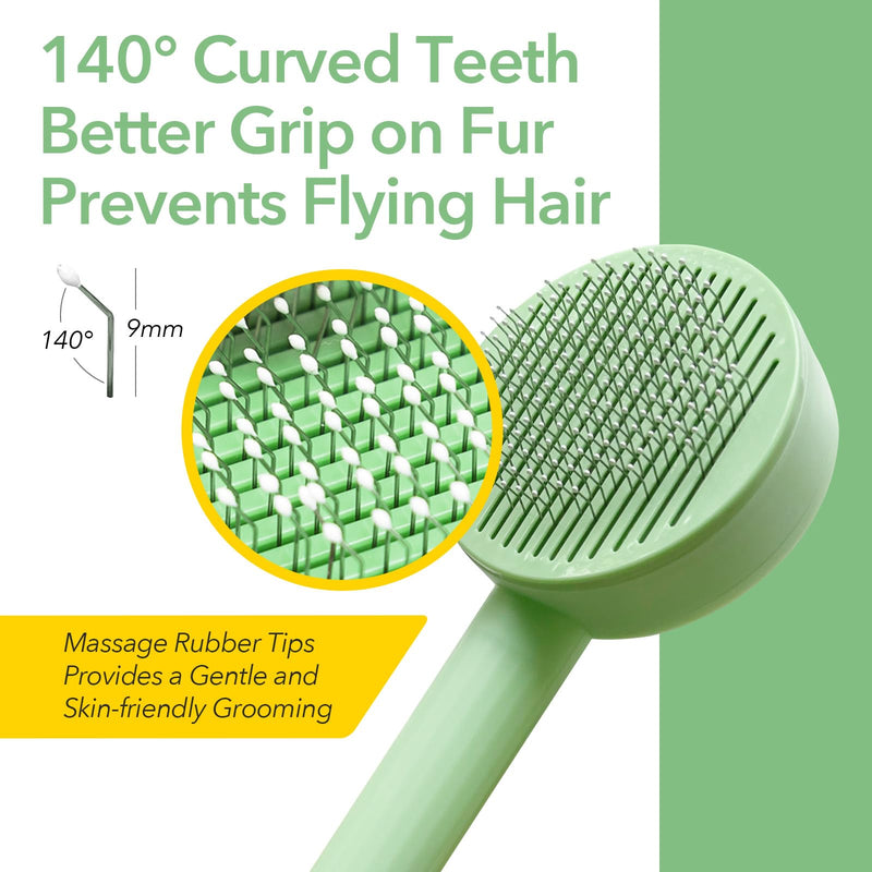 2-in-1 Grooming Brush: Hair Remover Brush and Deshedding Brush, for Indoor Long Haired Cats and Shedding Cats and Dogs, Quick to Clean and Washable, Easy Storage Suspension (Green) Green - BeesActive Australia
