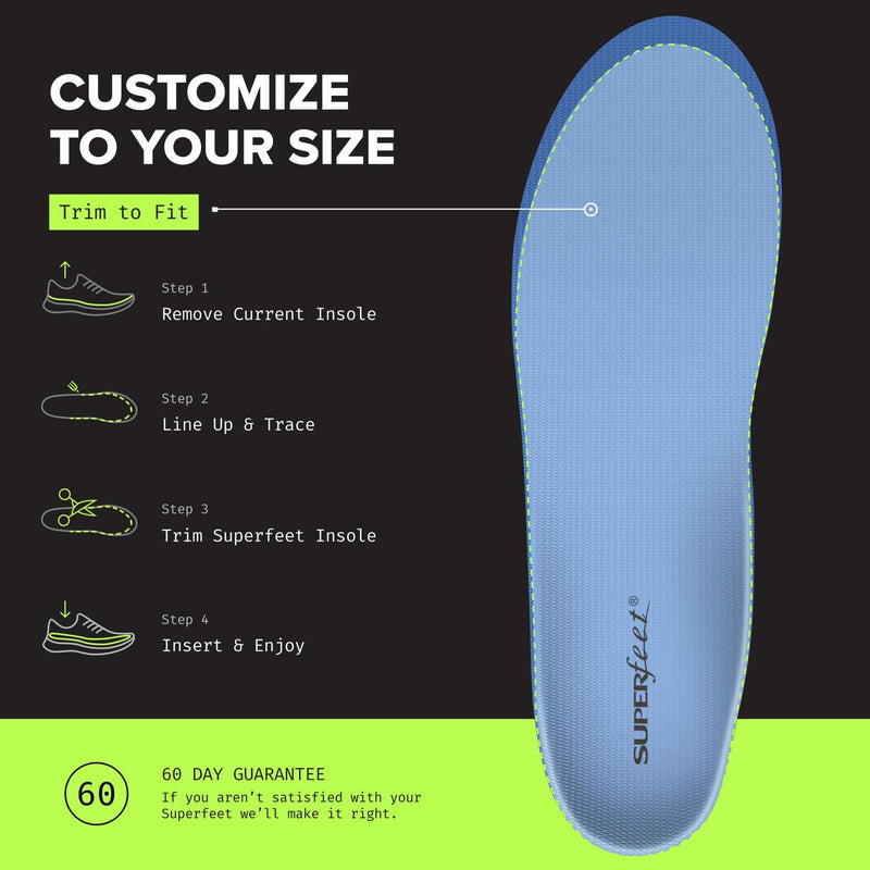 Superfeet All-Purpose Support Medium Arch Insoles (Blue) for Active Lifestyle with Medium Arch Support - Men 9.5-11 / Women 10.5-12 - BeesActive Australia