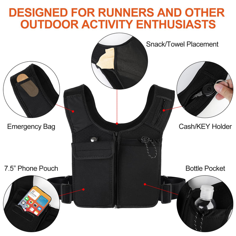 Hydration Running Vest for Men Women, Breathable, Sweatproof Lightweight Hydration Backpack Pack with 5 Pockets, Phone Holder, Adjustable and Reflective Vest for Running Hiking Cycling Marathon