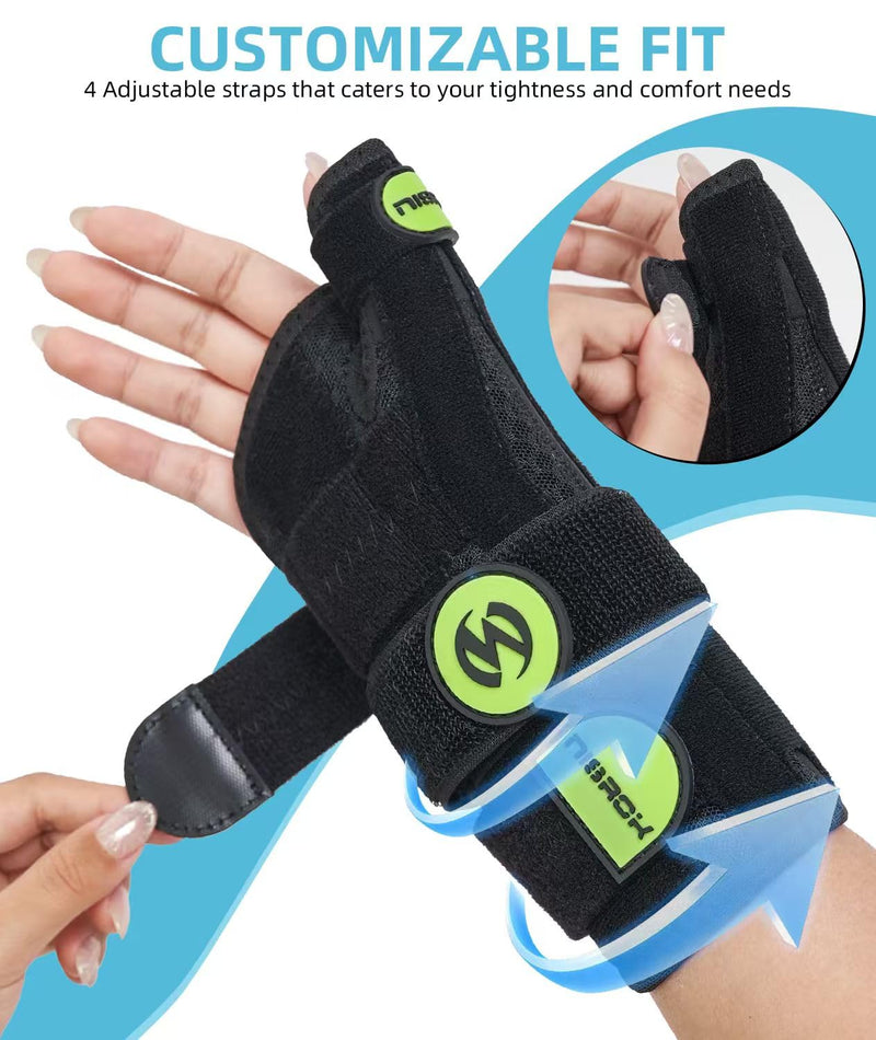 Adjustable Thumb Spica Splint Wrist Brace, Universal for Left/Right Hand, Day & Night Support, Relieves De Quervain's Tenosynovitis/Carpal Tunnel/Tendonitis/Arthritis, Unisex, Green (Right Hand, S/M) Right Hand-Green Small/Medium