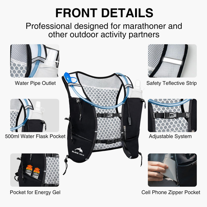 Running Vest for Women Men Hydration Vest with 2L Water Bladder Lightweight Reflective Runners Vest for Hiking, Cycling, Trail, Running, Marathons Medium