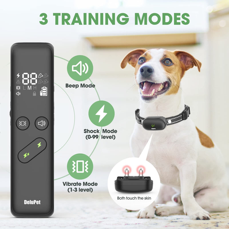Dog Shock Collar - Electric Dog Training Collar with Remote 1600FT, Rechargeable E-Collar Waterproof Collars with 3 Training Modes, Security Lock for All Breeds, Sizes 1 Collar - BeesActive Australia