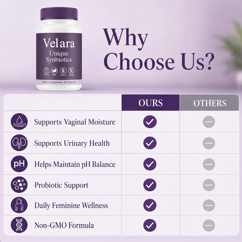 Velara Moisture & Feminine Probiotic Supplement with Cranberry, Hyaluronic Acid, Maca & Vitamin D3 - Supports Vaginal Dryness, 60 Count 1