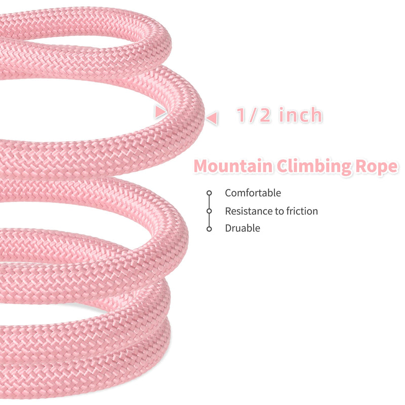 Mile High Life Dog Leash, with Comfortable Padded Handle, Pink Nylon Rope Leash with Steel Tips, Heavy Duty 5 Feet Pet Leashes (Pink,60 Inches) 4 Feet Nylon Rope -Pink