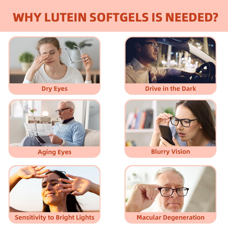 Lutein and Zeaxanthin Supplement Softgels: Eye Vitamins and Supplements with Vitamins C, E, Omega 3, Lutein & Zeaxanthin for Improving Vision and Relieving Eye Fatigue