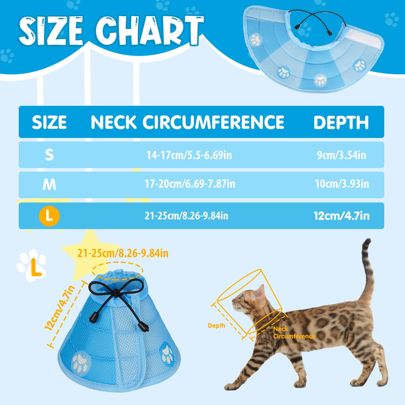 Neck collar cat, foldable soft protective collar cat Elizabethan collar, recovery collar soft collar cone after surgery and injuries (blue, L) blue - BeesActive Australia