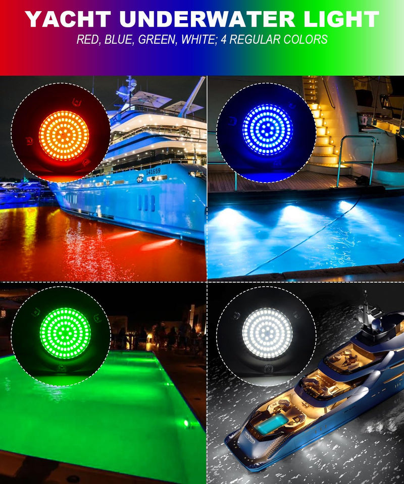 2pcs 90led Boat Marine Led Underwater Lights,Stainless Steel IP68 Waterproof for Navigation Deck Courtesy Night Fishing Cruise Ships Yachts Boats Sailboat Pontoon Transom (2pcs 90led, White) 2pcs 90led, white