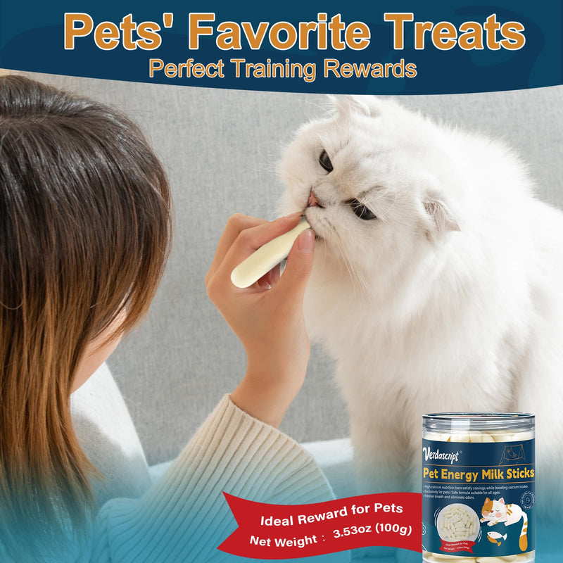 Natural High Protein Pet Milk Sticks - 100g Can Calcium Supplement Training Treats for Dogs & Cats Healthy Daily Snack，Teeth Cleaning，Dental Care A1