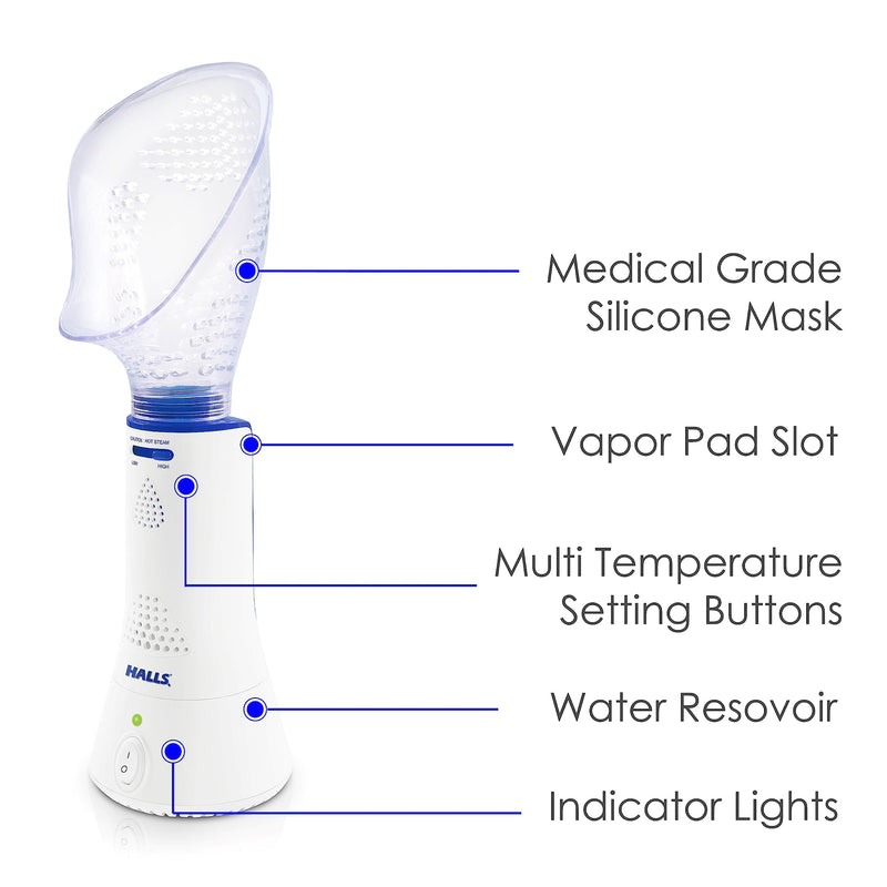 Crane x Halls Personal Vaporizer Steam Inhaler, FSA Approved Throat Steamer, Vocal Steamer for Singers Warm Steam Sinus Inhaler for Congestion and Cough Relief, Natural Decongestant Relief Halls Steam Inhaler - BeesActive Australia