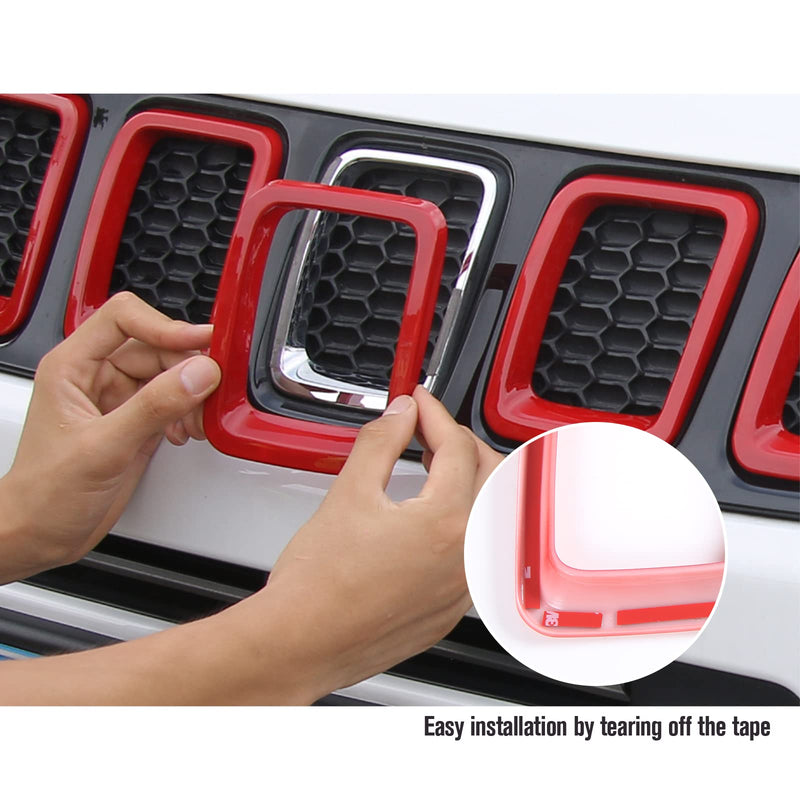 JeCar Grille Inserts ABS Front Grill Cover Exterior Accessories for Jeep Compass MP 2017-2020, Red - BeesActive Australia