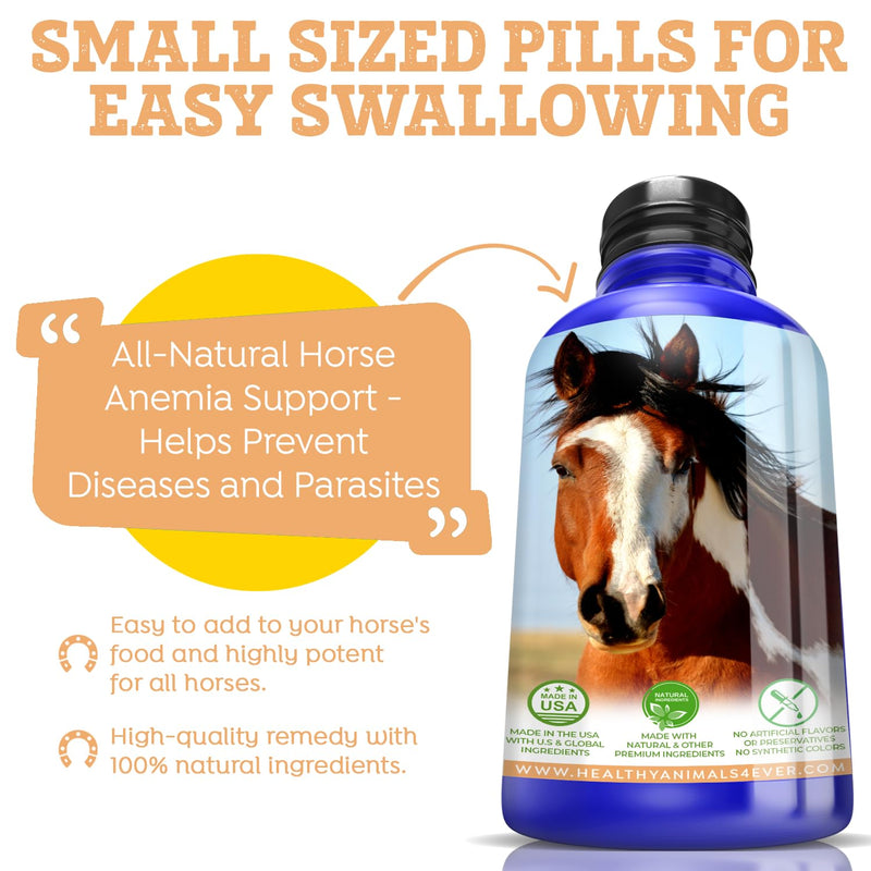 Healthy Animals 4Ever All-Natural Horse Anemia Support - Helps Prevent Diseases and Parasites - Supplements for Horses - Homeopathic & Highly Effective - 300 Tablets - BeesActive Australia