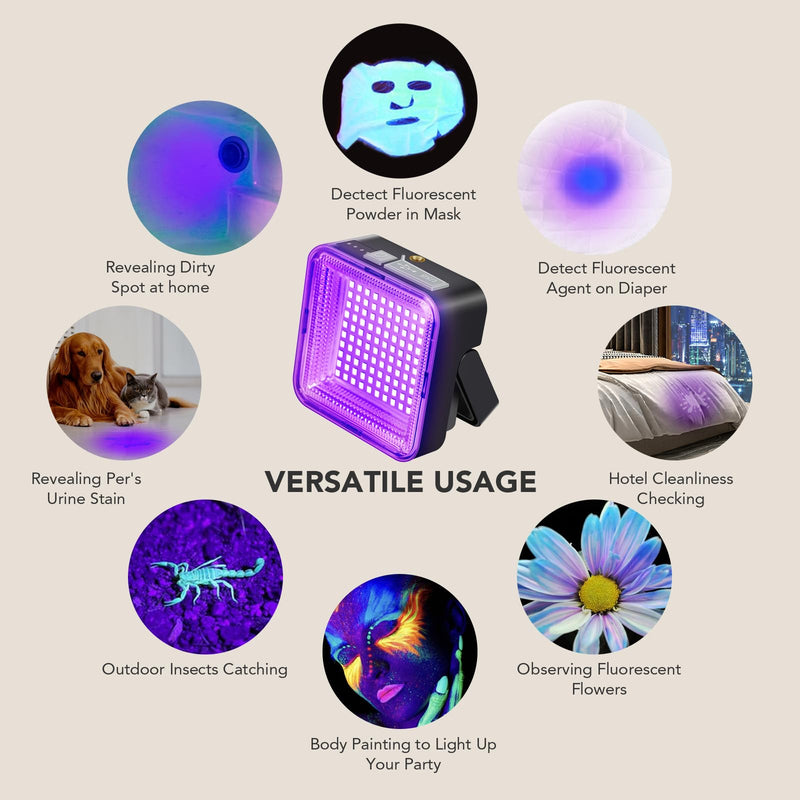 UV Flashlight Black Light 2400 mAh Rechargeable Battery,100 LED 395 nM Ultraviolet Blacklight Pet Urine Detector for Dry Dog/Cat Urine Stains Detection, Bed Bug, Scorpions Finder UV Black Light - BeesActive Australia