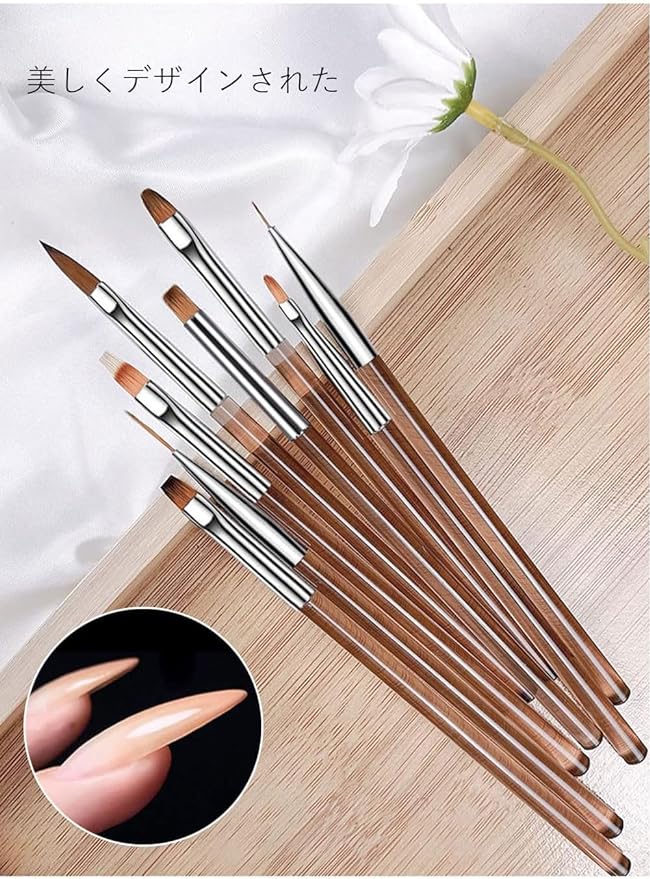 Samcos Nail Art Brush, Gel Nail Brush, Gel Nail Painting Brush, Nail Brush, Gel Nail Brush, Nail Brush Set, Self Nail, Beginner Set, 3D Nails, Nail Supplies, UV Protection, Set of 9 - BeesActive Australia