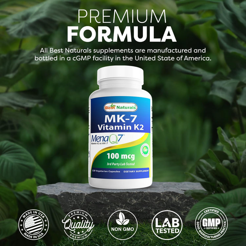 Best Naturals MK-7 Vitamin K2 100 mcg 120 Vcaps