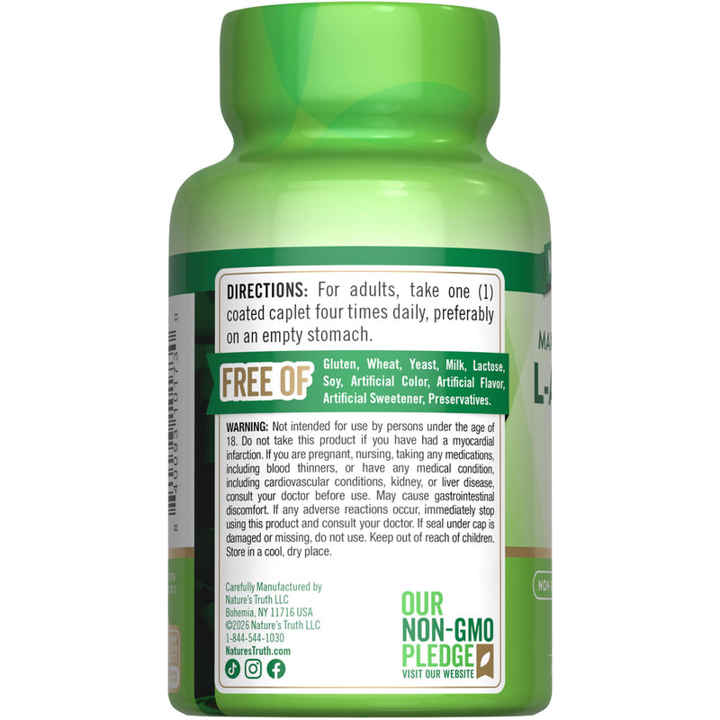 Nature's Truth L-Arginine HCL 1000mg | 50 Caplets | Essential Amino Acid Supplement | Vegan, Non-GMO & Gluten Free Supplement