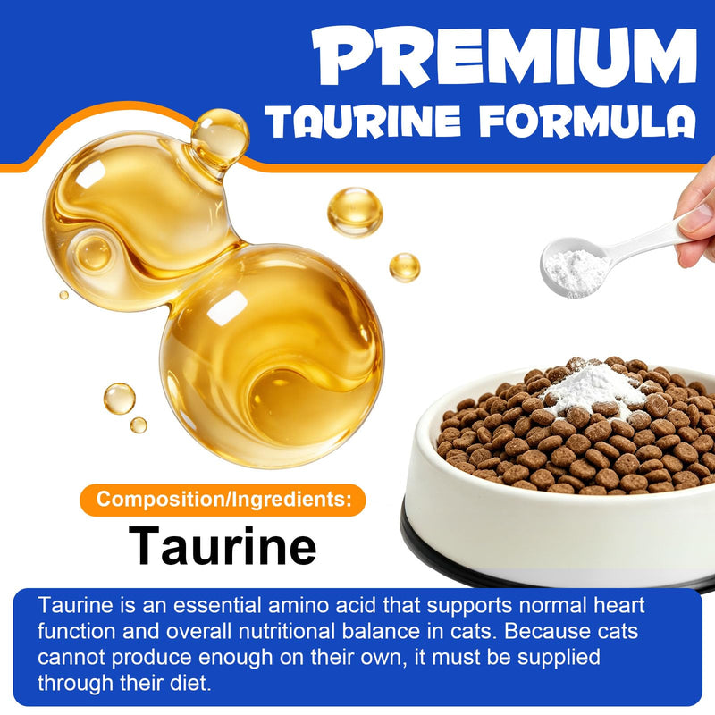 Taurine Powder for Cats 200g | Pure Taurine Amino Acid Supplement for Feline Nutrition | Supports Heart, Vision & Daily Wellness | No Additives, Easy to Mix | for Kittens, Adult & Senior Cats