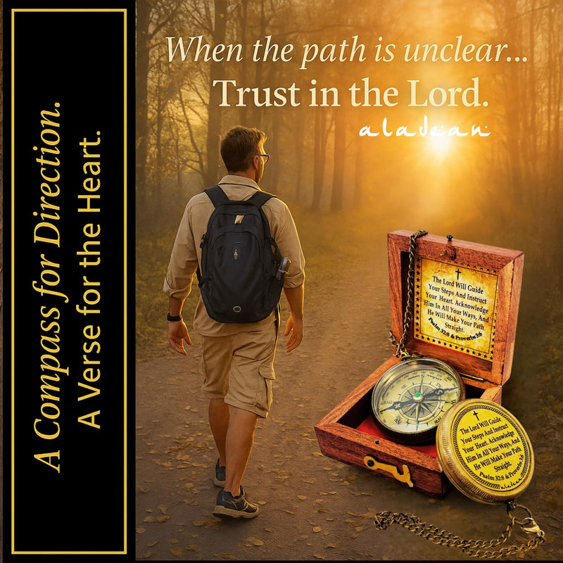 ALADEAN Religious Christian Gift Compass - The Lord Will Guide | Uplifting Baptism Gift - Communion 2025 Graduation 2026 Confirmation Gifts #1 Lord Will Guide You - BeesActive Australia
