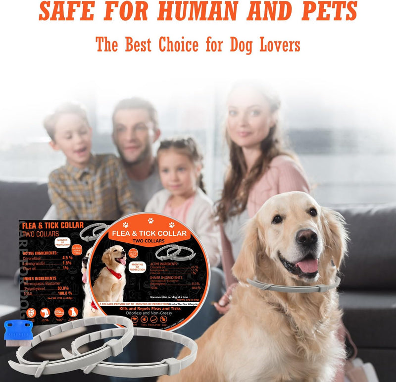 Flea and Tick Collar for Dogs, Flea Collar for Dogs, Dog Flea Collar Long Flea and Tick Prevention, Dog Flea and Tick Collar, Adjustable, Flea Collar One Size Fits All Dogs 2 Pack - BeesActive Australia