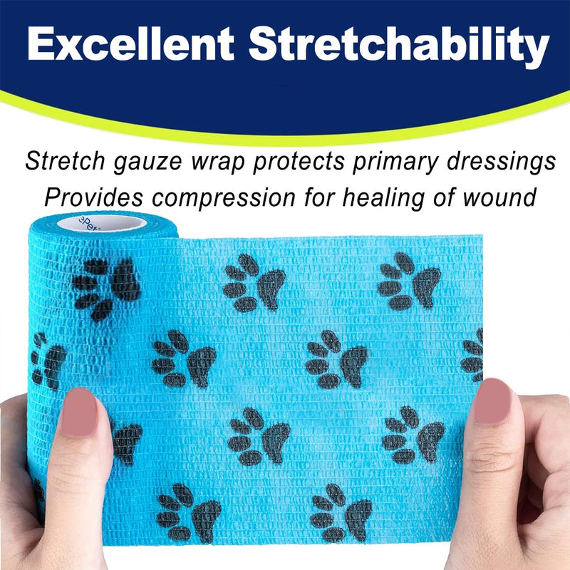 Vet Wrap, Self Adhesive Wrap, First Aid Self Adherent Warp, Self Stick Bandage for Pets Dog Legs Paws Horse Cats Wounds Healing, Disposable Dog Booties Paw Protectors, 4 Inch, 6 Rolls (Green) green 1 - BeesActive Australia