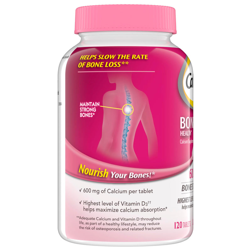 Caltrate 600 Plus D3 Vitamin D and Calcium Supplement Tablets, 120 Count | Highest Level of Vitamin D3, Maximizes Calcium Absorption to Support Strong Bones and Daily Function 120 Count (Pack of 1)