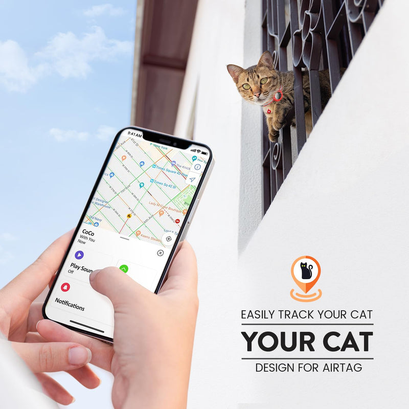 Airtag cat collar, reflective airtag cat collar with bell and airtag holder compatible with Apple Airtag, beautiful cat collar with breakable safety buckle for kittens puppies red 2 piece set - BeesActive Australia