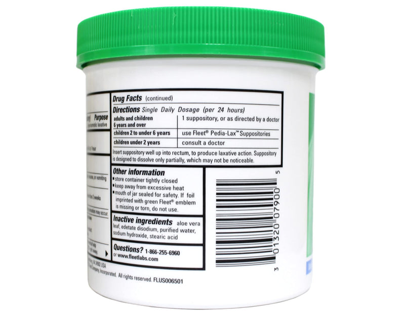 Fleet - Glycerin Suppositories, Laxative, Adult Jar, 100 Each 100 Count (Pack of 1) - BeesActive Australia