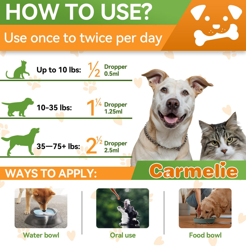Oral Flea and Tick Support for Dogs and Cats, Natural Dog Flea and Tick Defense, Cat Flea Drops Supplements with Vitamin for Pets - All Breeds and Ages - Bacon