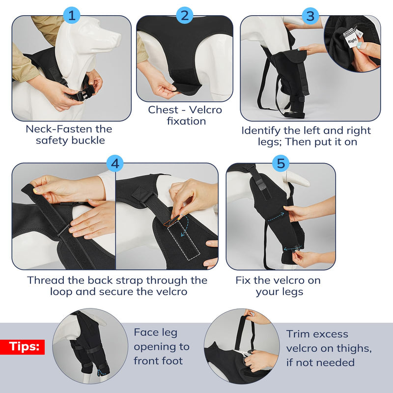Supet Dog Rear Leg Sleeve to Stop Licking, Soft Breathable Back Leg Recovery Cover for TPLO CCL Surgery, Belly Opening for Male and Female Dogs, Cone Alternative Glossy Black M