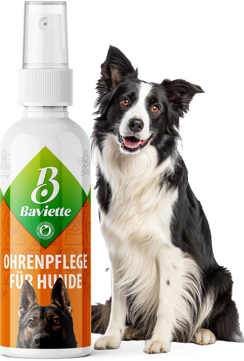 Baviette Dog Care – 100 ml Natural Ear Cleaner for Dogs – Gentle Microorganism-Based Spray, Probiotic-Inspired Formula – For Outer Ear Care, Odourless, Alcohol-Free & pH-Neutral