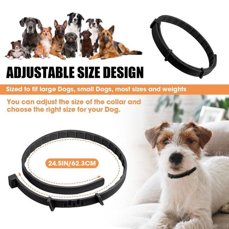 Dog Calming Collar Helps Reduce Unwanted Behavior, 6 Packs Calming Collar for Dogs, Stress Relief Lasts 120 Days 25 Inches Size Flexible Adjustable Collar for Puppy & Adult Dogs, Black