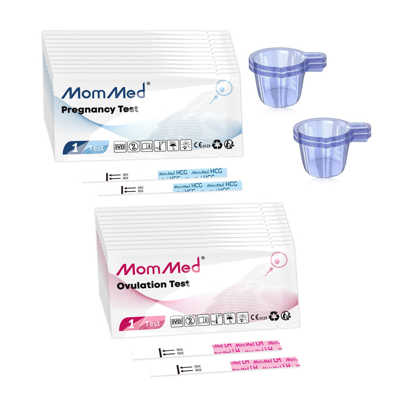 MomMed Ovulation Predictor Kit (HCG25-LH100), with 25 Pregnancy Test and 100 Ovulation Test Strips, Easy to Use Ovulation and Pregnancy Tests with 125 Urine Cups, Accuracy Fertility Test, OPK Test - BeesActive Australia