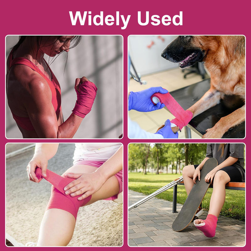 40 Rolls Self Adhesive Bandage Wrap, 2 Inch x 5 Yards Elastic Self Athletic Tape,Pink Adherent Wraps,Breathable Stretch Bandage Wrap Sports for Sprain,Sports,Pets,Wrist,Ankle(Pink) - BeesActive Australia