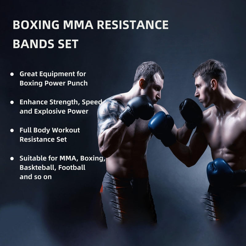 Boxing Resistance Bands Set, Leg Power and Agility Speed Trainer for Men and Women Full Body Home Gym Workout Punch Pro with Belt, Ankle, Kicking for MMA 160lb-4 rope