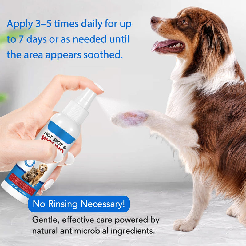 Vet-Recommended Hot Spot Spray for Dogs & Cats 120ml - Natural Wound Care with Quantum Silver & Lavender|Soothes Itchy Skin,Redness & Anxiety|Anti-Infection & Fast Healing