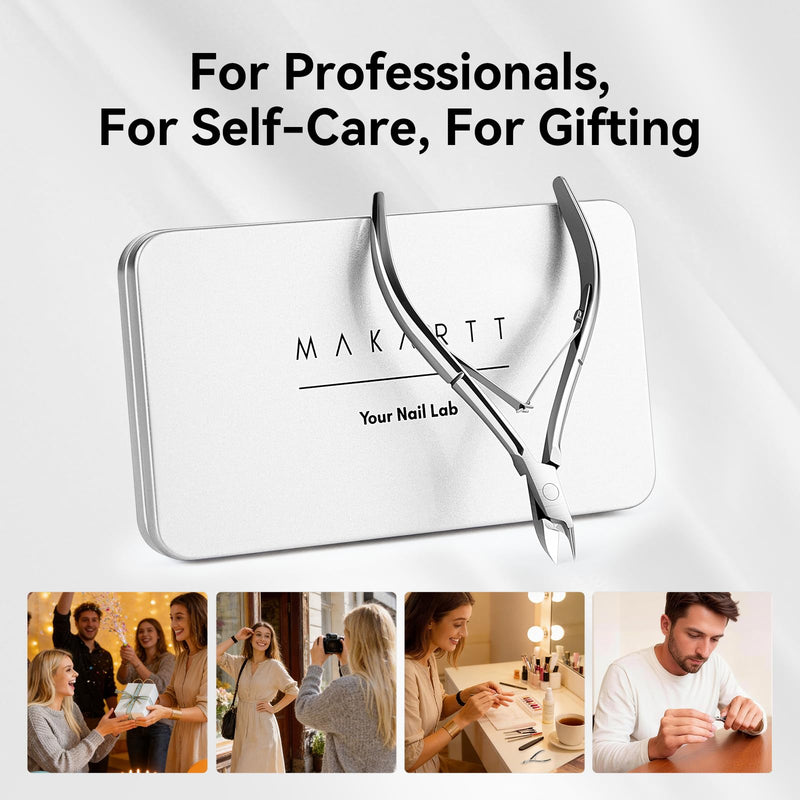 Makartt Professional Cuticle Nipper: 1/2 Jaw Precision Cuticle Trimmer for Beginners & Nail Technicians, 5mm Short Blade, Rust-Resistant Stainless Steel, Salon & Detailed Nail Art Use (Titanium Black) Titanium Black