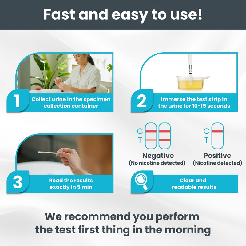 Exploro Nicotine Testing Kit at Home, Cotinine Urine Test, Highly Sensitive Nicotine Test Strips for Urine, Nicotine Test, Accurate Nicotene Test & Vape Test for Cut-Off Level 200 ng/ml (Pack of 10) 10 Count (Pack of 1) - BeesActive Australia