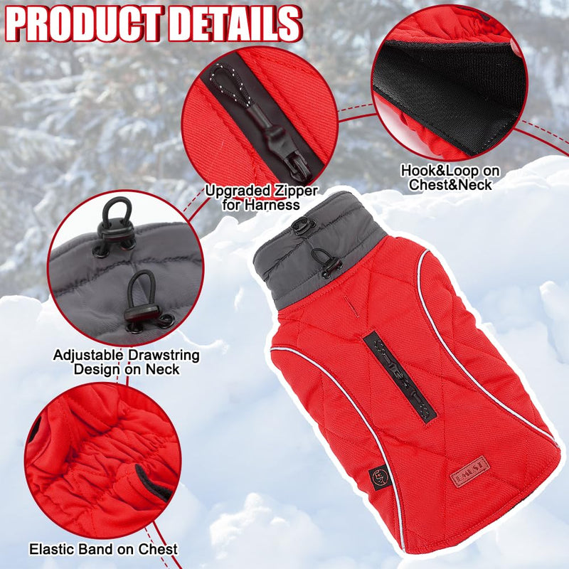 EMUST Dog Winter Jackets, Small/Medium/Large Dog Coat for Winter, French Bulldog Clothes for Dogs, Dog Cold Winter Jacket for Large Dogs, Red, XL X-Large(Pack of 1) NewRed - BeesActive Australia