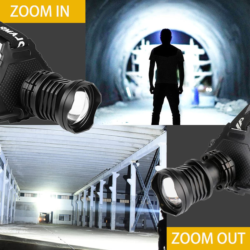 BXE Headlamp,Brightest Head lamp, High LM Super Bright Headlamp USB Rechargeable 5 Modes Waterproof, with 9600mah Rechargeable Battery, Suitable for Camping, Night Riding