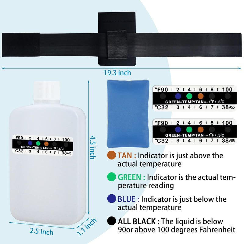 14 Pcs Urine Test Complete Kit Includes 2 White Portable Empty Bottles, Thermal Preservation Gel Bag, 10 Adhesive Temperature Test Strips, Neoprene Bag and Hi-Stretch Hidden Leg Straps, Urine Bottle Insulation Bag
