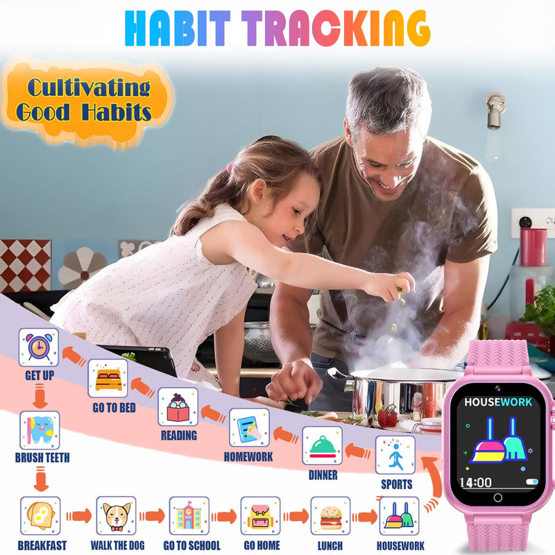 Goodatech Kids Smart Watch for Boys Girls, 1.54'' Smartwatch with 26 Puzzle Games, HD Camera, Video Music Player, Pedometer, Flashlight, Audio Book, Aluminum Case and Sport Band (Pink) Pink.GD15 - BeesActive Australia