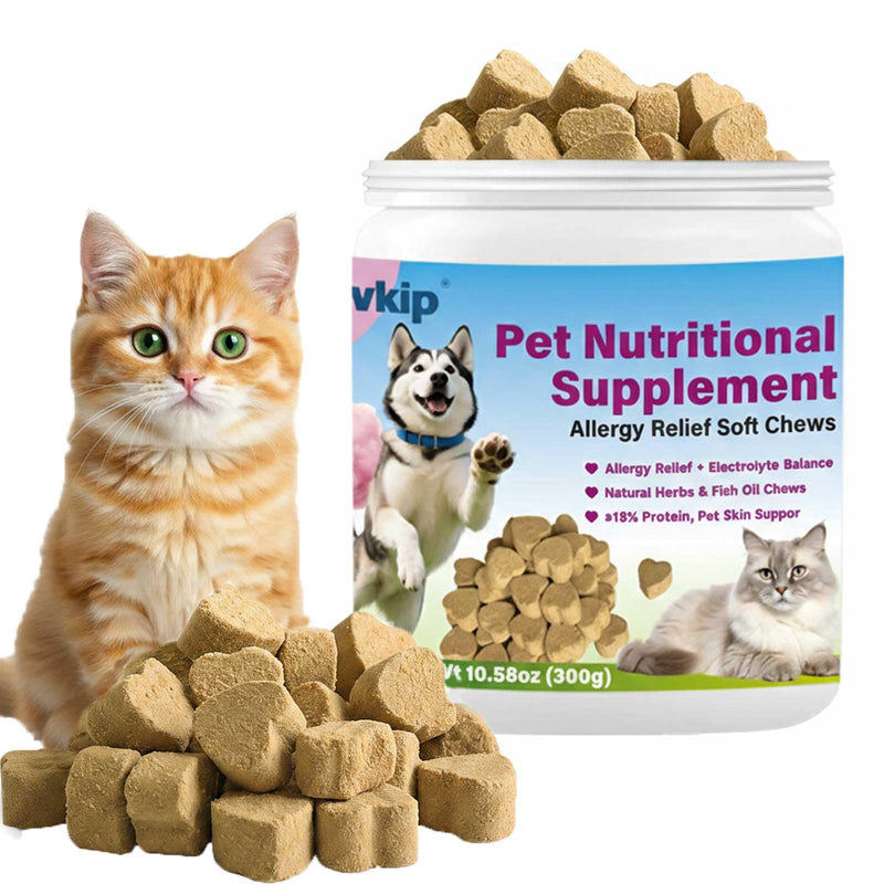 Pet Nutritional Chews for Cats & Dogs - Chicken Flavor with Fish Oil, Omega-3 DHA & EPA, & Essential Vitamins for Daily Wellness Support