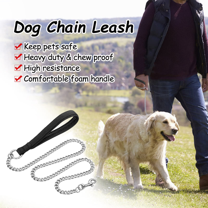 Heavy Duty Metal Dog Leash, 6 FT Chew Proof Pet Leash Chain with Soft Padded Handle for Large & Medium Size Dogs (6 FTx3 mm (30-120 lbs)) 6 FTx3 mm (30-120 lbs) - BeesActive Australia