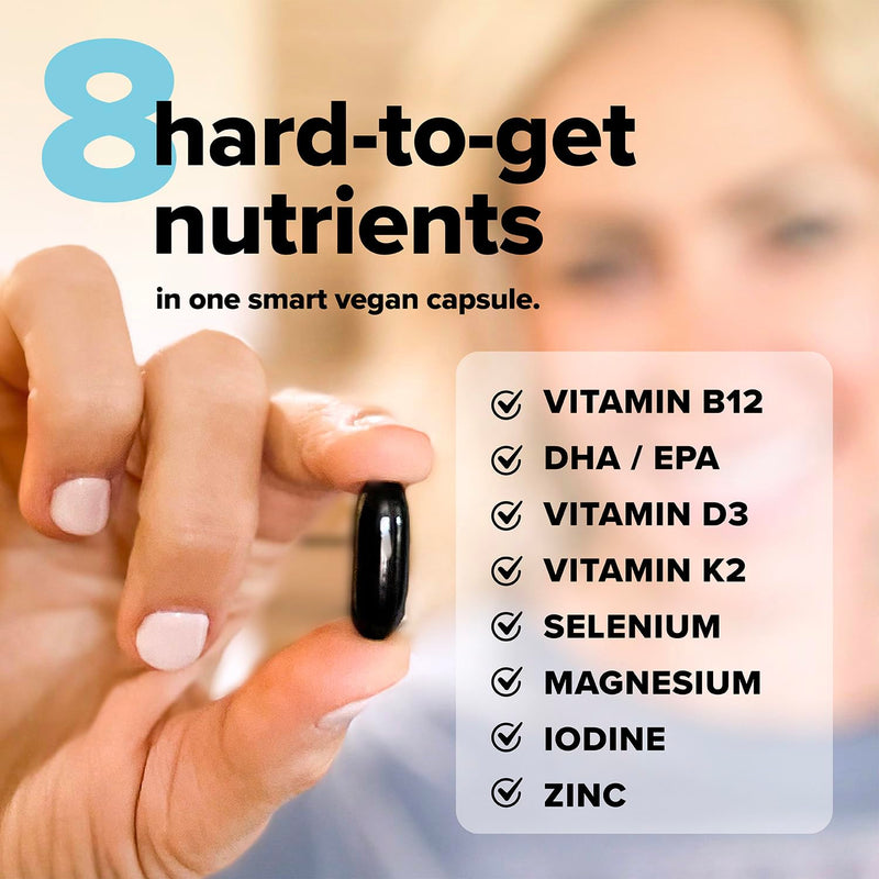 Complement Essential Vegan Multivitamin for Women & Men (30 Servings) | Immune Support Supplement - Omega-3 DHA & EPA, B12, Vitamin D3 & K2, Zinc, Selenium, Magnesium, Iodine 90 Capsules 90 Count (Pack of 1) Vitamins Only