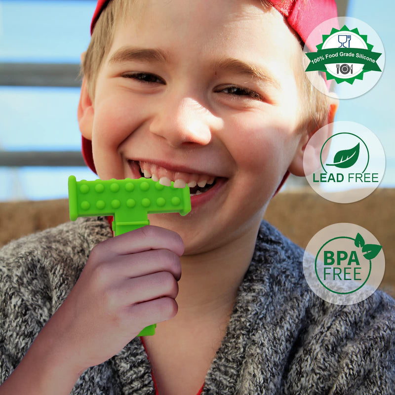 Sensory Chew Toys for Autistic Children, T Chews Tubes for Teens Chewing, Autism Boys and Girls Kids, ADHD, Silicone Chewy Necklace Sensory for 3-12 Years Aggressive Chewer Oral Motor Tools 4 Pack Rainbow - BeesActive Australia